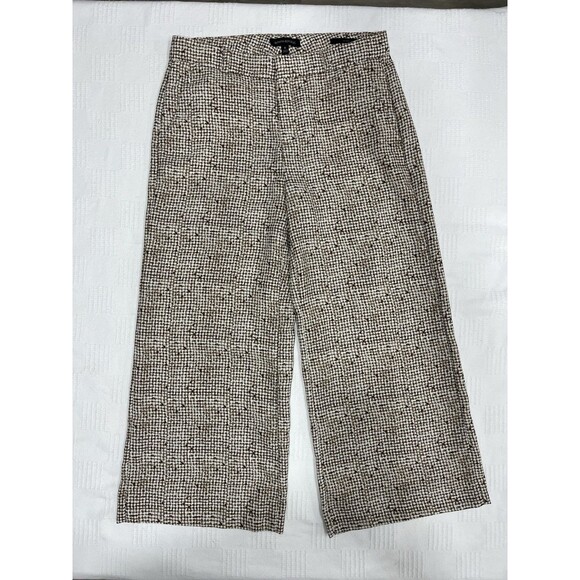 Banana Republic Blake Crop Pants Womens 6 Tan White Flat Front Wide Leg RN54023 - Picture 1 of 4